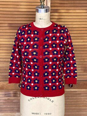 Spring Floral Cardigan Button Front Sweater, 3/4 Sleeve